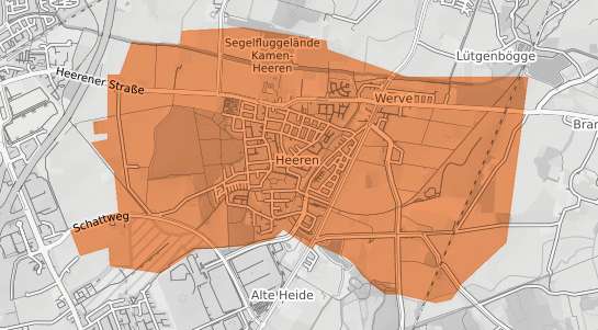 Mietspiegelkarte Kamen Heeren Werve